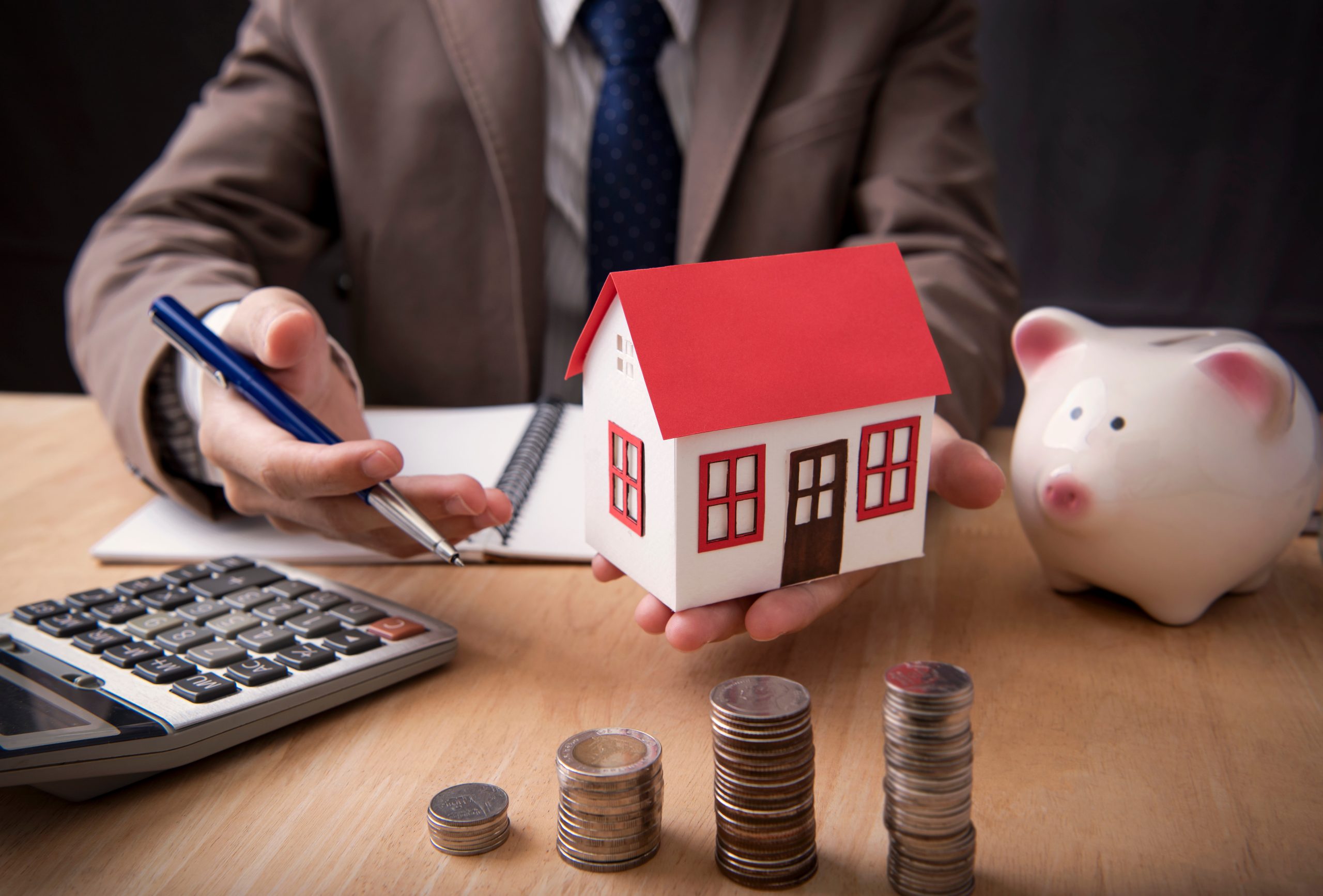 Businessman agent offer sale home. concept marketing house prope